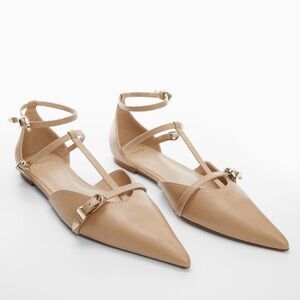 Mango Women’s Shoes Flats with decorative toe and buckle Size 8.5 (39)